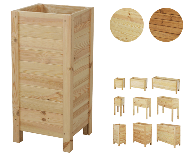 Hög Planteringslåda /bredd 34cm/ Bottenjustering / RDS - Naturlig