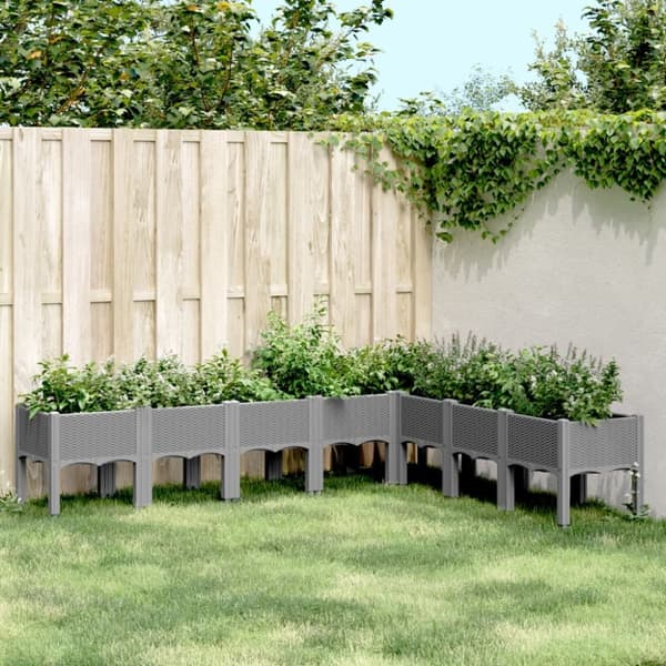 vidaXL plantekasse med ben 200x160x42 cm PP lysegrå