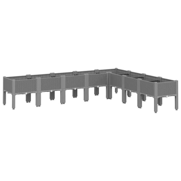 vidaXL plantekasse med ben 200x160x42 cm PP lysegrå