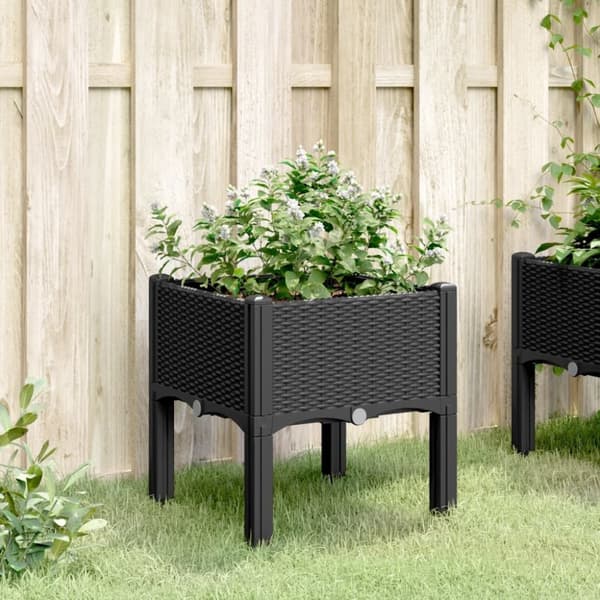 vidaXL plantekasse med ben 40x40x42 cm PP sort