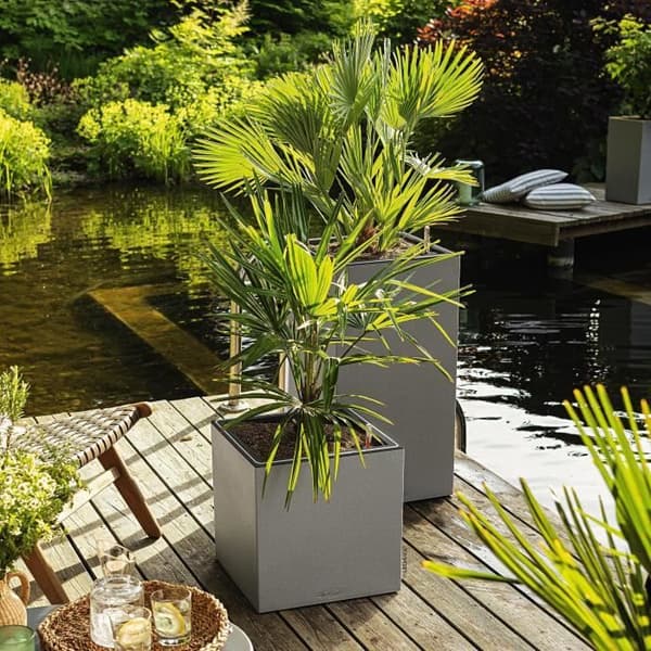 LECHUZA Canto Stone Column 30 blomkruka - komplett LED-kit, stengrå