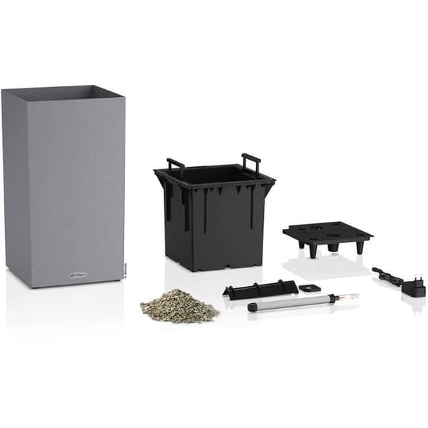 LECHUZA Canto Stone Column 30 blomkruka - komplett LED-kit, stengrå