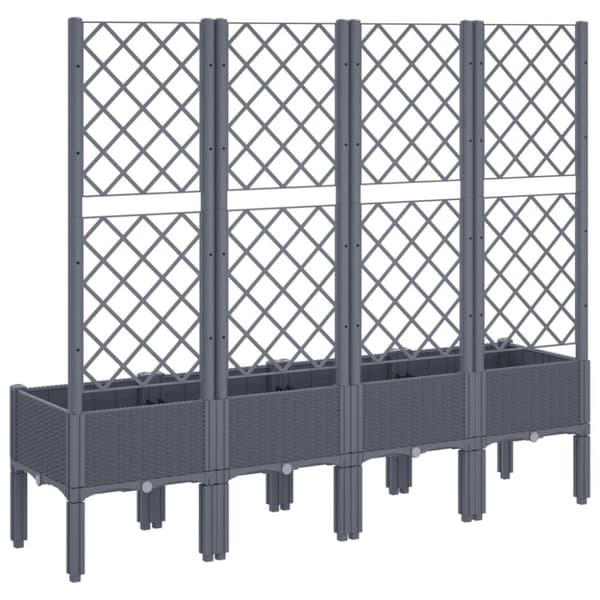vidaXL plantekasse med espalier 160x40x142 cm PP grå