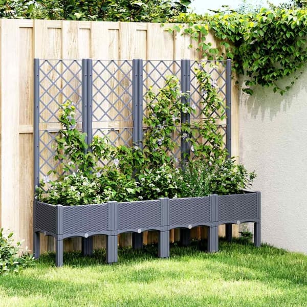 vidaXL Plantekasse med espalier grå 160x40x142 cm PP