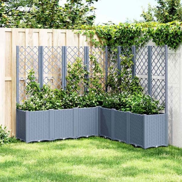 vidaXL plantekasse med espalier 160x160x140 cm PP grå