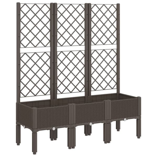 vidaXL Plantekasse med espalier brun 120x40x142 cm PP