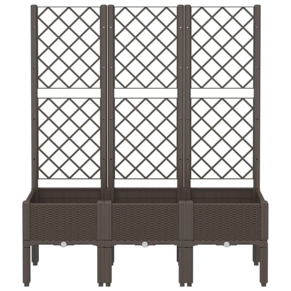 vidaXL plantekasse med espalier 120x40x142 cm PP brun