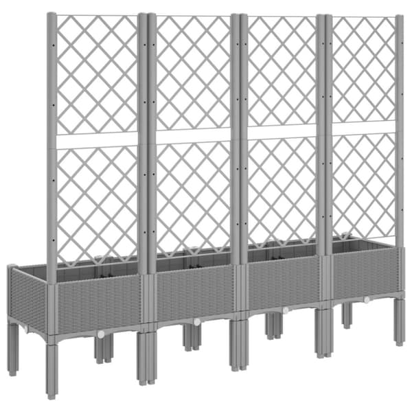 vidaXL Plantekasse med espalier lysegrå 160x40x142 cm PP