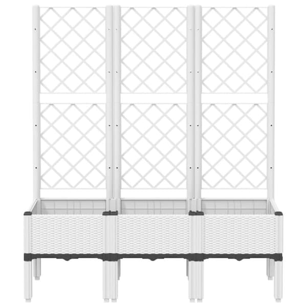 vidaXL Plantekasse med espalier hvit 120x40x142 cm PP