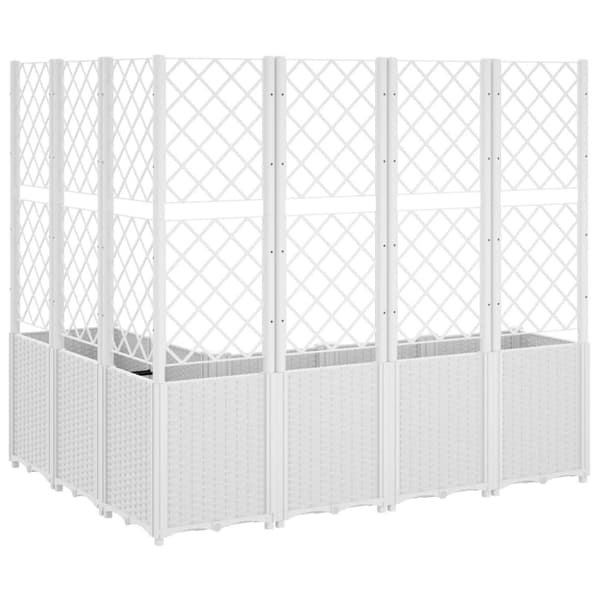 vidaXL Odlingslåda med spaljé vit 160x120x140 cm PP