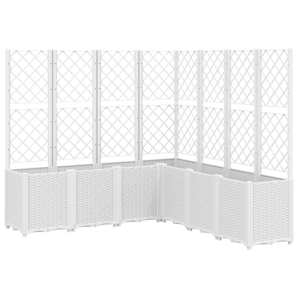 vidaXL Odlingslåda med spaljé vit 160x160x140 cm PP