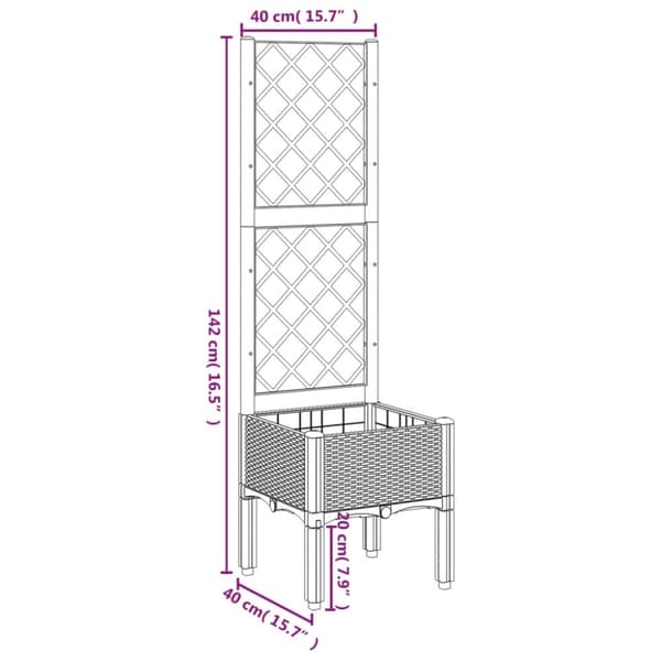 vidaXL plantekasse med espalier 40x40x142 cm PP brun