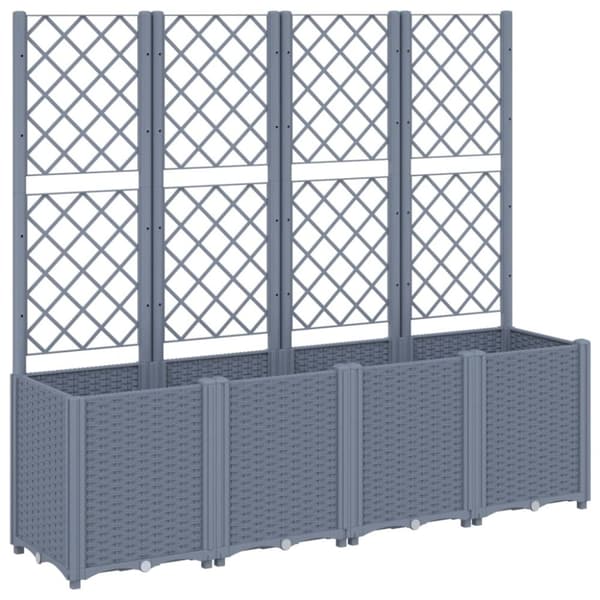 vidaXL Plantekasse med espalier grå 160x40x140 cm PP
