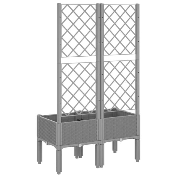 vidaXL Plantekasse med espalier lysegrå 80x40x142 cm PP