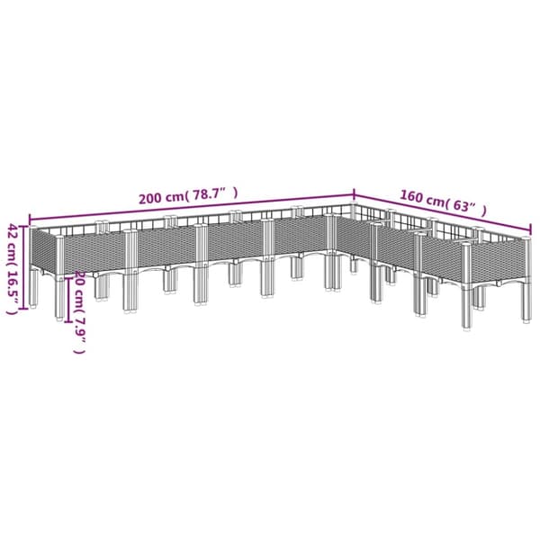 vidaXL plantekasse med ben 200x160x42 cm PP brun