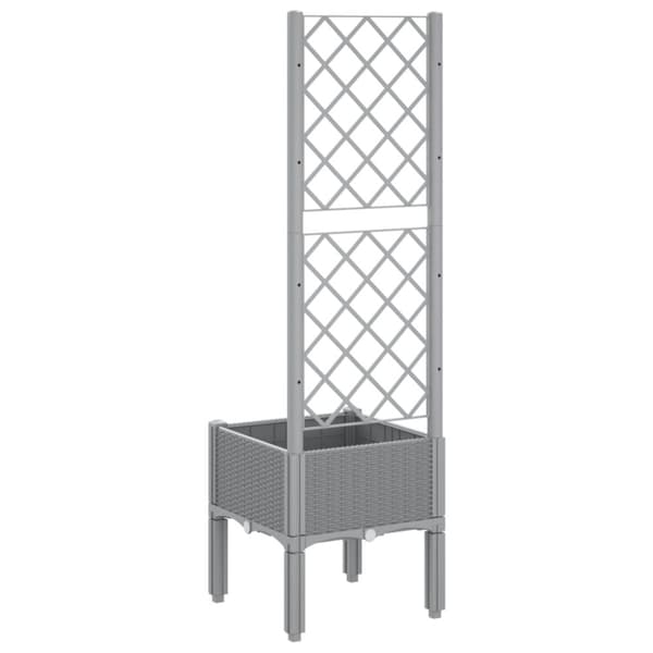 vidaXL plantekasse med espalier 40x40x142 cm PP lysegrå