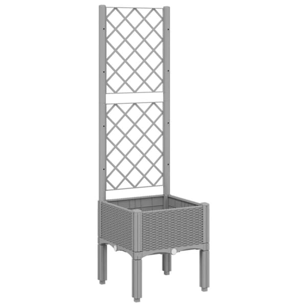vidaXL plantekasse med espalier 40x40x142 cm PP lysegrå