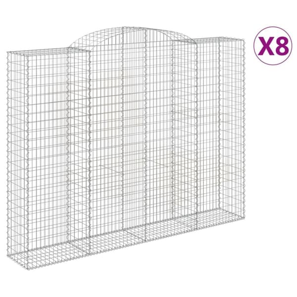vidaXL buede gabionkurve 8 stk. 300x50x220/240 cm galvaniseret jern