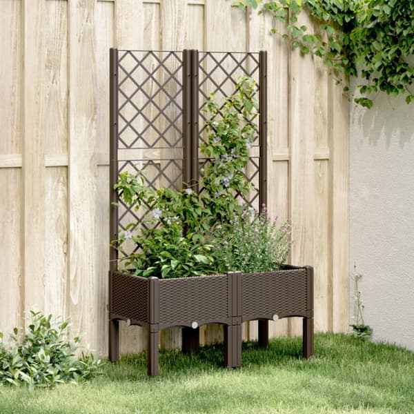 vidaXL plantekasse med espalier 80x40x142 cm PP brun