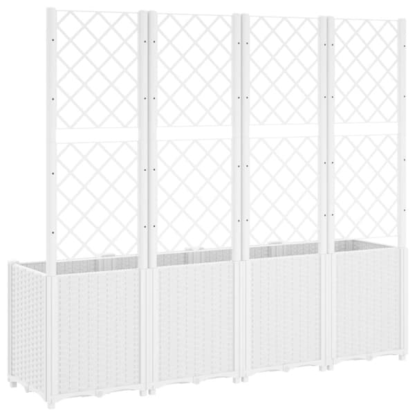 vidaXL Plantekasse med espalier hvit 160x40x140 cm PP