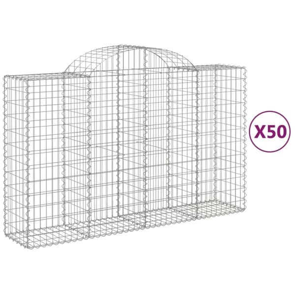 vidaXL Kaarevat kivikorit 50 kpl 200x50x120/140 cm galvanoitu rauta