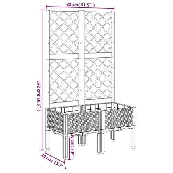 vidaXL plantekasse med espalier 80x40x142 cm PP hvid