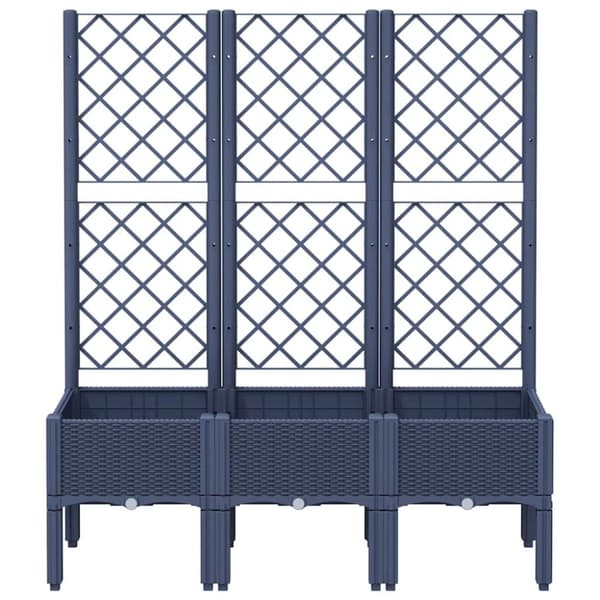 vidaXL Plantekasse med espalier blågrå 120x40x142 cm PP