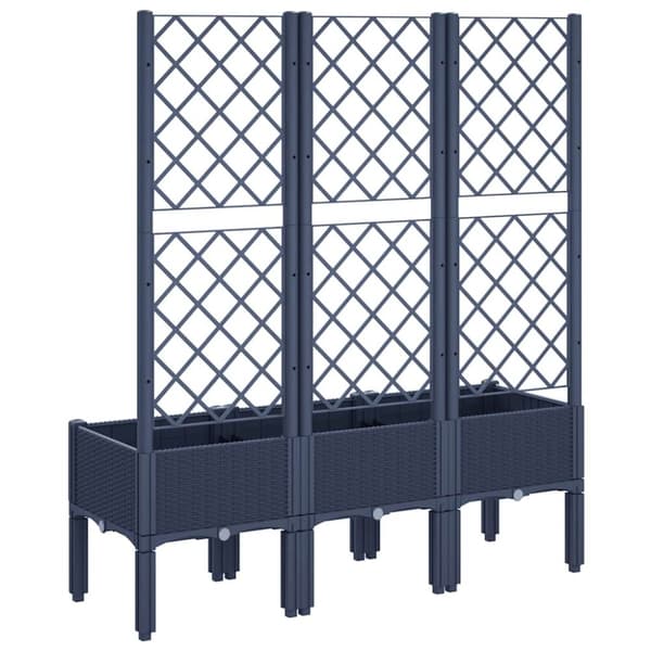 vidaXL Plantekasse med espalier blågrå 120x40x142 cm PP