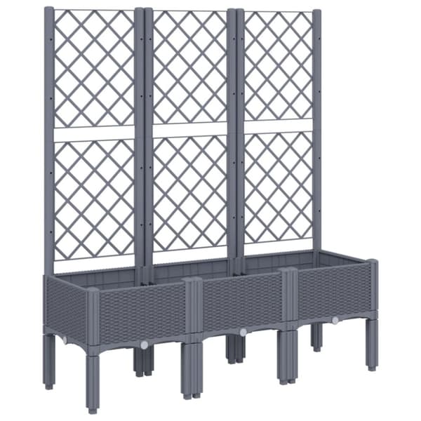 vidaXL plantekasse med espalier 120x40x142 cm PP grå