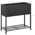 Pikkukuva 7 / 7: Rootz Flower Box - Raised Bed - Feet Flower Pot - Rattan Raised Bed - Shelf - Brown - 70 x 30 x 72 cm