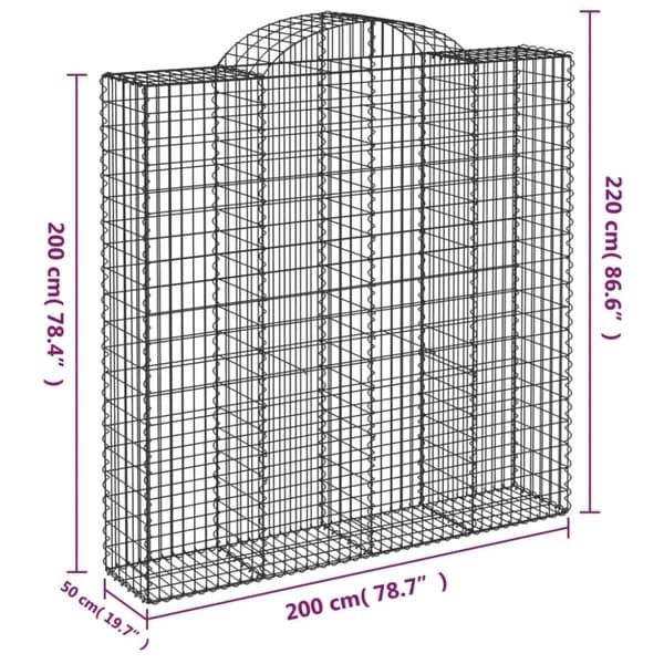 vidaXL Kaarevat kivikorit 10 kpl 200x50x200/220 cm galvanoitu rauta