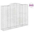 Miniatyrbillede 2 af 6: vidaXL buede gabionkurve 15 stk. 300x50x220/240 cm galvaniseret jern