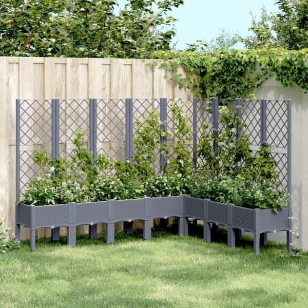 vidaXL plantekasse med espalier 200x160x142 cm PP grå