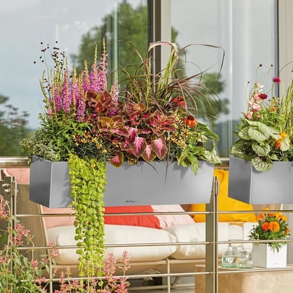 LECHUZA Balconera Steel 80 blomkruka, satin pärlgrå