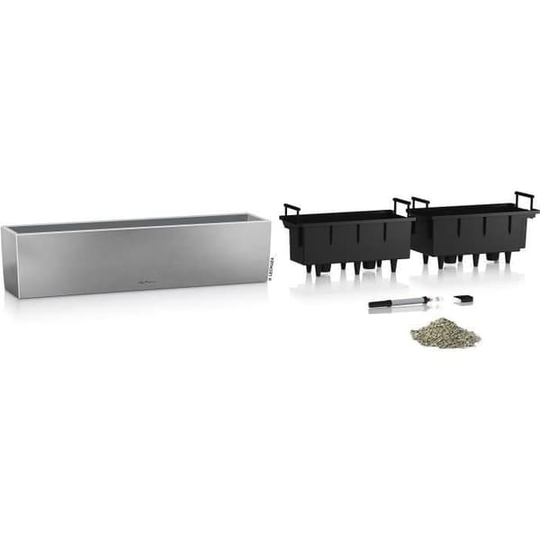 LECHUZA Balconera Steel 80 blomkruka, satin pärlgrå