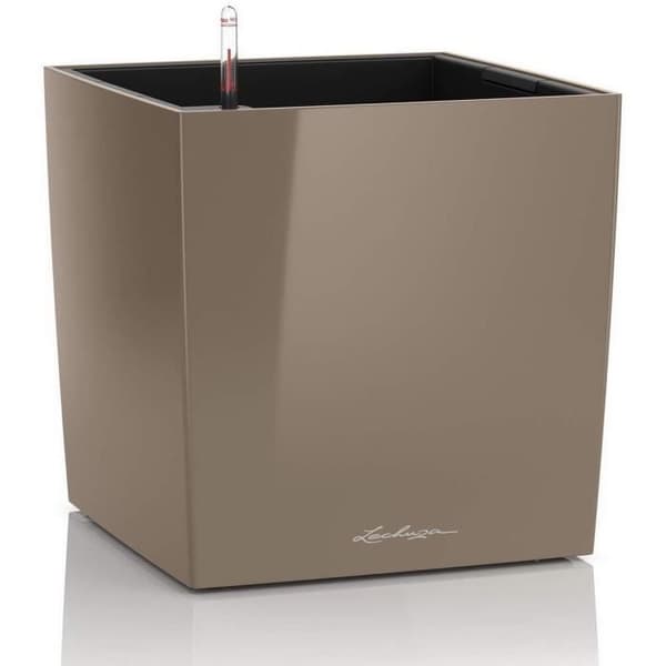 LECHUZA Cube Premium 50 blomkruka - komplett set, blank taupe