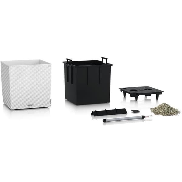 LECHUZA Cube Cottage 50 blomkruka - komplett kit, vit - Plast - 14 L - 49 x 49 x 49,5 cm