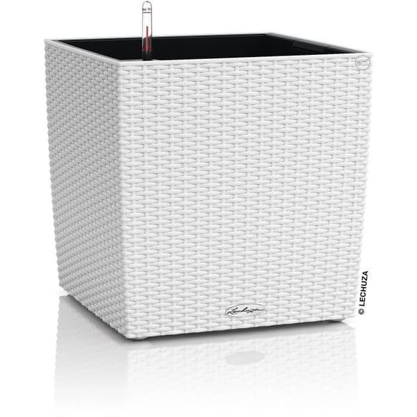 LECHUZA Cube Cottage 50 blomkruka - komplett kit, vit - Plast - 14 L - 49 x 49 x 49,5 cm