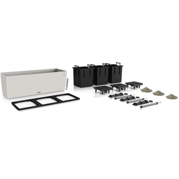 LECHUZA Trio Cottage 30 Blomkruka - Komplett Kit Ljusgrå