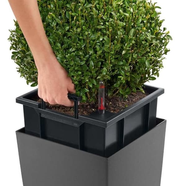 LECHUZA Jardiniere Cubico Alto 40 ALL-IN-ONE Charcoal 18233