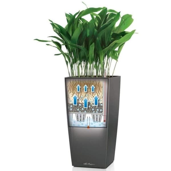 LECHUZA Jardiniere Cubico Alto 40 ALL-IN-ONE Charcoal 18233