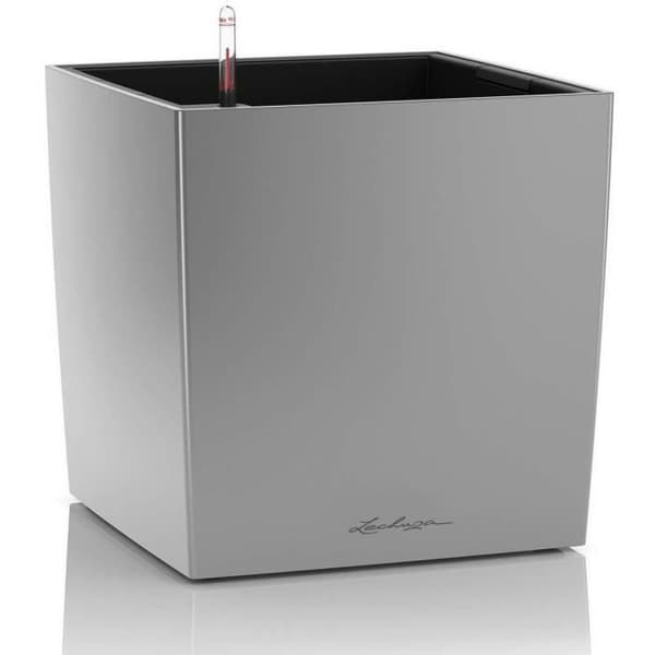 Blomkruka - LEC - Cube Premium 40 - metalliskt silver - väder- och UV-beständig
