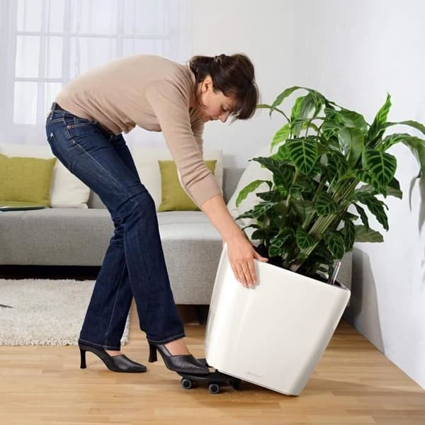 LECHUZA Quadro Premium LS 50 blomkruka - komplett set, glänsande scharlakansröd