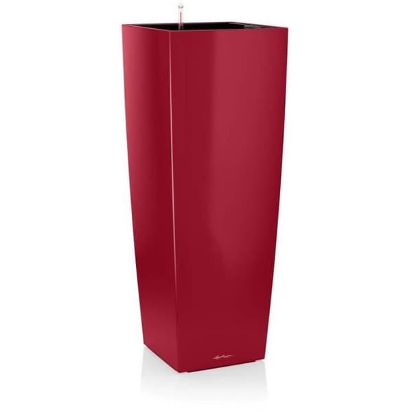 LECHUZA Cubico Alto Premium 40 blomkruka - komplett set, glänsande Scarletröd