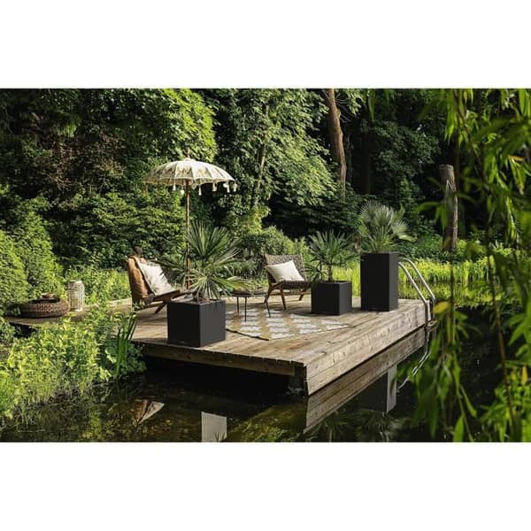 LECHUZA Canto Stone Column 40 blomkruka - komplett LED-kit, grafitsvart