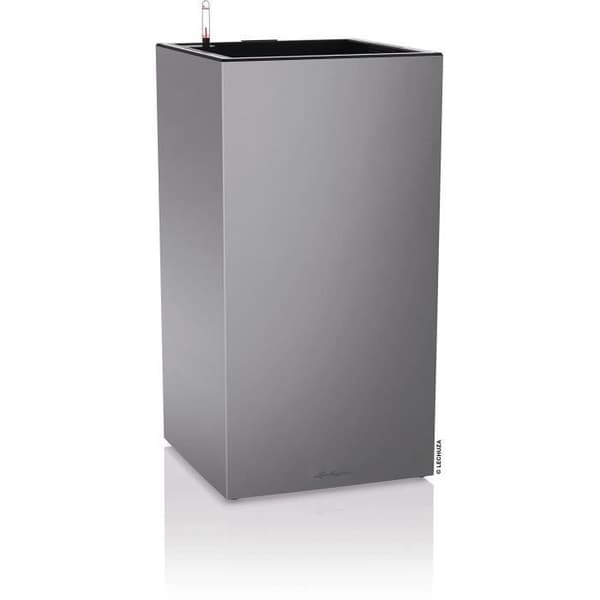 LECHUZA Canto Premium Column 40 blomkruka - komplett LED-kit, metallic silver