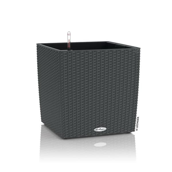 LECHUZA CUBE Cottage 50 Planteringskärl - Granit - Automatisk bevattning - 61L - Flätdesign
