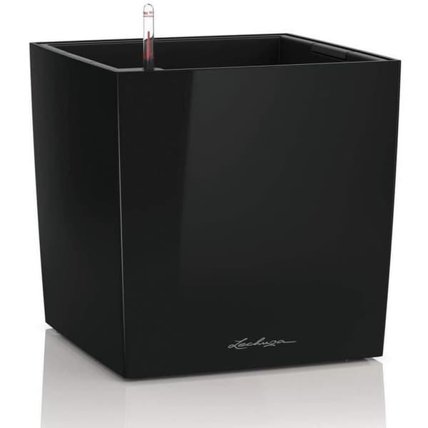 LECHUZA Cube Premium 40 blomkruka - komplett set, blank svart