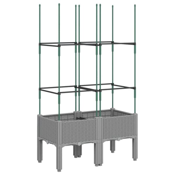 vidaXL Plantekasse med espalier lysegrå 80x40x142,5 cm PP