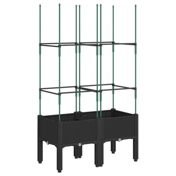vidaXL Plantekasse med espalier svart 80x40x142,5 cm PP